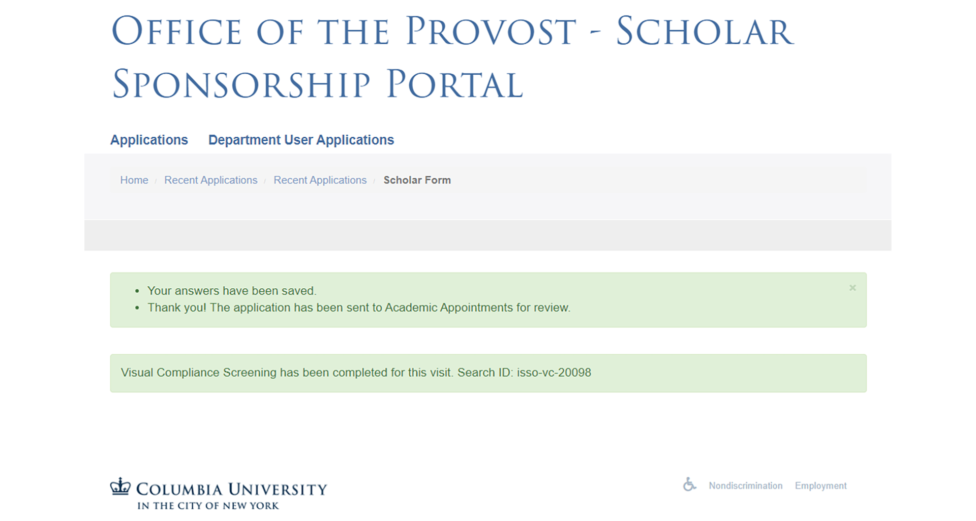 Office of the Provost page confirming review