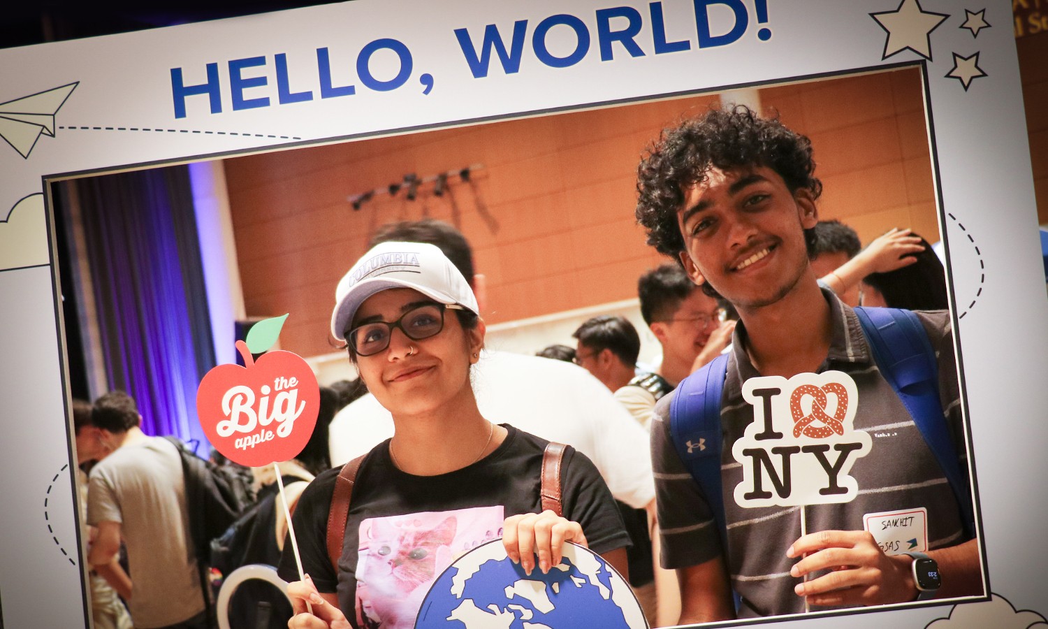 Images of Columbia students at an ISSO welcome event.