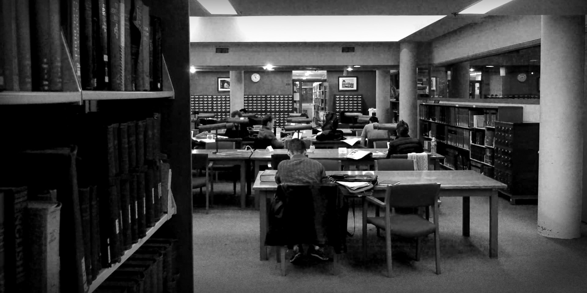 students studying in a library.