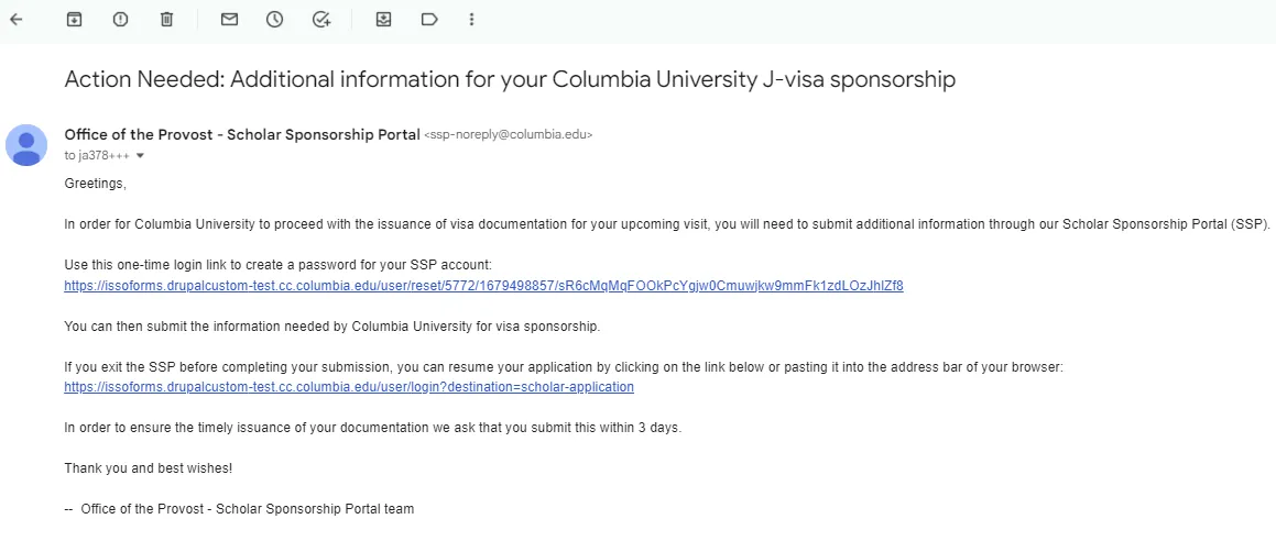 SSP login Instructions from your inbox